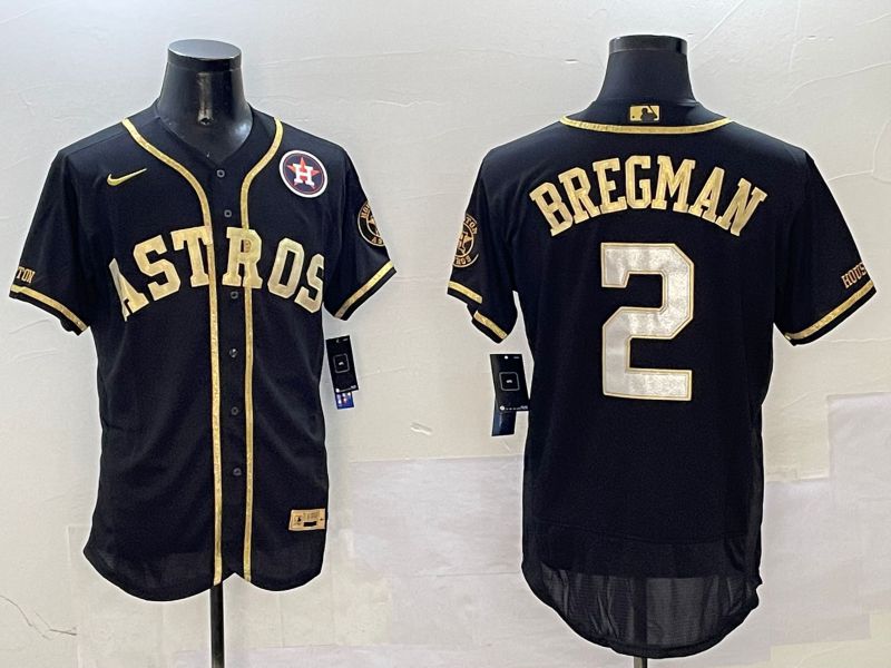 Men Houston Astros #2 Bregman Black Gold Elite 2025 Nike MLB Jersey style 1